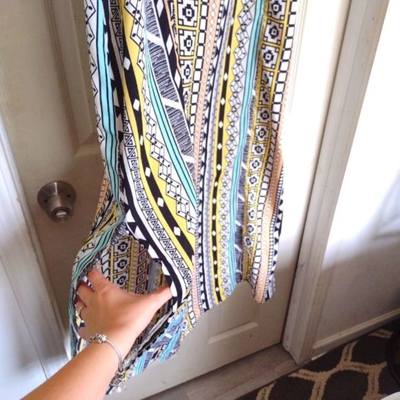 Colorful Geometric pattern V neck Sheth dress size S - Picture 4 of 6